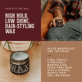 18.21 Man Made Hair Wax Pomade with Low Shine for Men, Sweet Tobacco – Hairstyle Wax with Sheen Finish for Beards and Facial Hair - All-Day Hold, Premium Styling Products, 7.25 oz