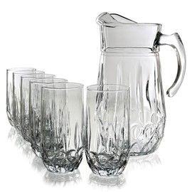 FIORA Glass Entertaining Set 6 Glasses and Pitcher