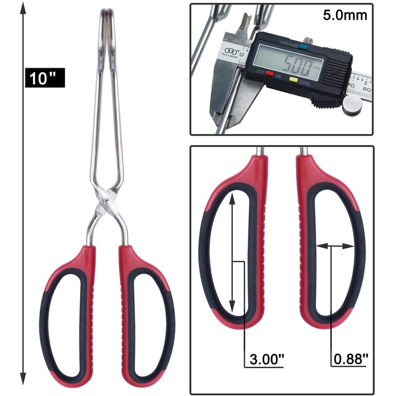HINMAY Stainless Steel Scissor Tongs with Comfort-Grip Handle 10-Inch