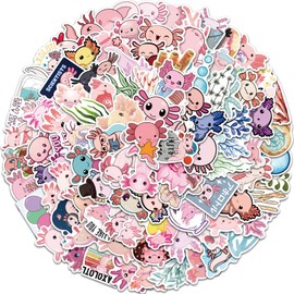 100 Pcs Cartoon Axolotl Stickers, Lovely Cute Animal Sticker for Kids Boys Girls Adult, Durable Aesthetic Pink Pet Decals for Laptop Skateboard Water Bottle Bicycle Motorbike Car Computer Scrapbook
