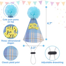 SCENEREAL Dog Birthday Bandana Hat Set, Puppy Birthday Party Supplies for Boys Dogs, Pet Birthday Scarf Outfit with Sign Banner and Balloons for Small Medium Large Dogs