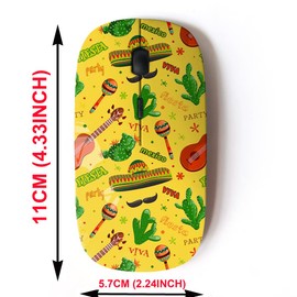 mouse inalámbrico 2.4G con bonito diseño de patrón para todas las computadoras portátiles y computadoras de computadora con nano receptor, fiesta mexicana