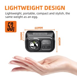 SuperFire Headlamp Rechargeable ，Lightweight Head Lamp with 9 Modes,IP44 Water Resistant,headlamp Flashlight for Running Fishing Hiking Camping,Rechargeable headlamps for Adults（with Storage Box）