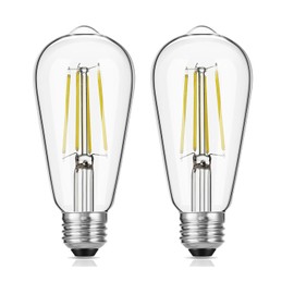 Homefy 6W LED Edison Bulbs, ST58 Vintage Filament Light (60W Equivalent), 700 Lumens, Warm White 2700K, Clear Glass, E26 Base, Non-Dimmable (2 Pack)