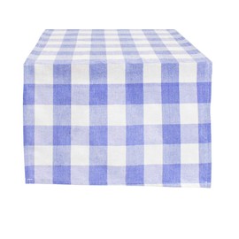 Fennco Styles Country Buffalo Check Soft Table Runner 16 x 36 Inch - Blue Check Table Cover for Everyday Use, Picnic, Family Gathering, Indoor Outdoor Parties and Special Occasion