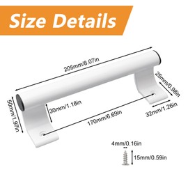MOROBOR Sliding Door Pull, 1 Pack Aluminum Alloy Sliding Glass Door Pull White Patio Door Handle Metal Modern Sliding Patio Door Pull for Right/Left 6.7 in Mounting Holes