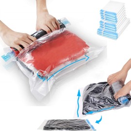 WEILAT Bolsas Vacio Ropa Enrollada a Mano, 10 Piezas Bolsas al Vacio Ropa Ahorra Espacio, Vacío al Vacío para Guardar, 3 Tamaños (60x40cm, 50x40cm, 50x35cm), Sin Bomba