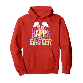 Groovy Cute Happy Easter Day Bunny Ears Easter Eggs Girls Pullover Hoodie