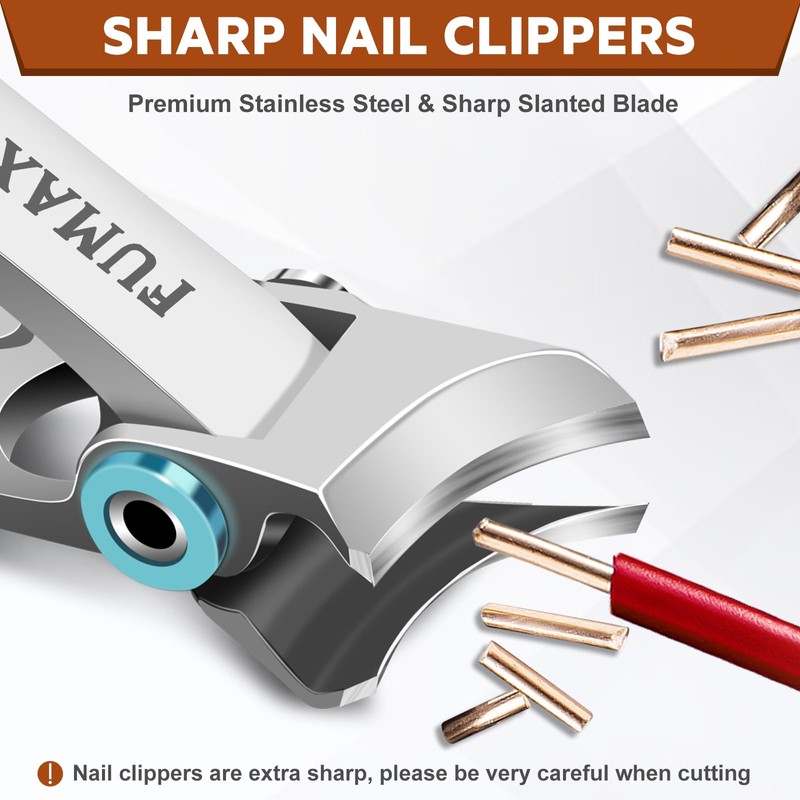 Toenail Clippers for Thick Toenails with Slant Wide Jaw Opening,