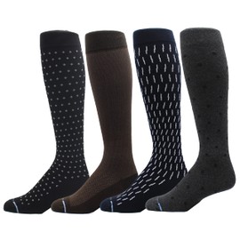 Dr. Motion - 4 pares de calcetines altos de compresión para hombre 8-15 Mmhg (Multi 4 Patrón #23)
