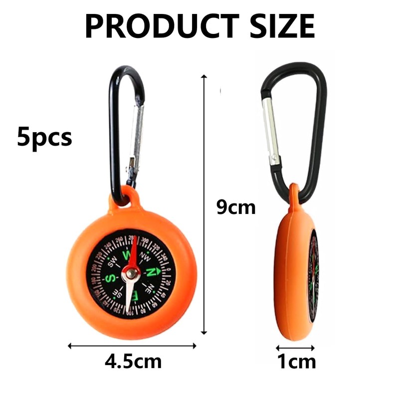 Alriedy 6 Pack Carabiner Compass for Kids - Toy Compass