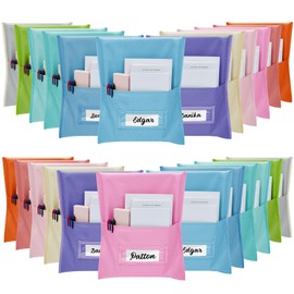 Yeyeplum 24 Pcs Chair Pockets for Classroom Chairback Pocket Chart 14 x 18 Inch Desk Organizer Pocket Chair Bag for Seat Kindergarten School Classroom, 12 Macaron Color