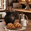 Black Vintage Countertop Utensil Holder, 7.1" Farmhouse Crock with Handle