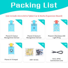 ELECFREAKS - Paquete de accesorios de codificación interactiva, ladrillos de construcción de microbit para coche TPbot y kit de Nezha Inventor, kit de sensores STEM Educational Planet X Series (sin Micro:bit y TPbot y Nezha)