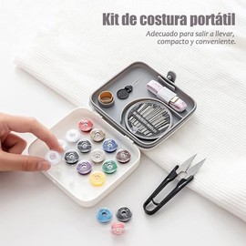 BELCHERCC5 Kit de Costura, Kit de Costura Portátil, Mini Costurero con Hilo de Coser, Aguja de Coser y Enhebrador. Ideal para remendar ropa sobre la marcha, costura de emergencia-blanco(S)