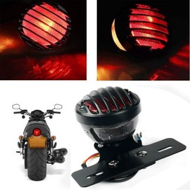 Karun 12V Round Bird Gauge Tail Lamp with Light Number Stays Bike Universal Round Black