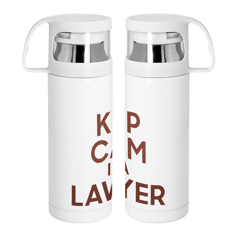 Stainless Steel Thermos Flask with Integrated Cup - Keep Calm