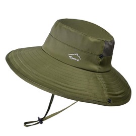 Cooling Sun Hat for Men Women,Wide Brim Bucket Hat Foldable Boonie Hat for Fishing Hiking Garden Safari Beach Army Green