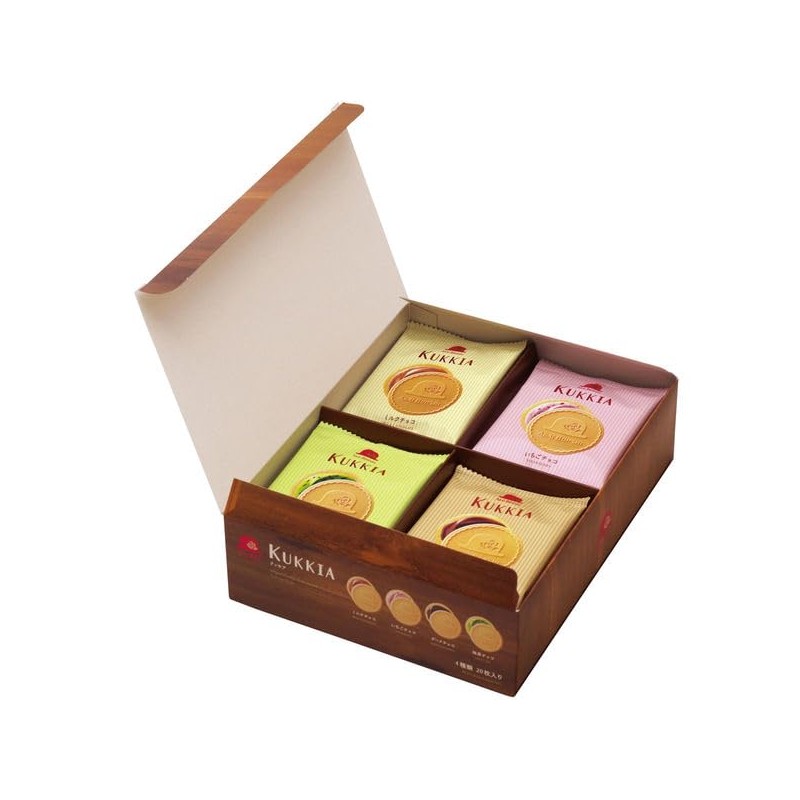 Kukkia Cookies 20 Pieces 4 Flavors Chocolate, Strawberry, Dark Chocolate,