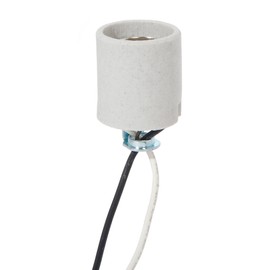 B&P Lamp® Medium Base E26 Keyless Unglazed Porcelain Socket with 36 Inch Wire Leads and 1/8IP Hickey