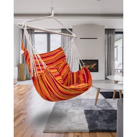 ADVOKAIR Hammock Chair Hanging Chair Swing Large with Anti-Slip Steel Spread Bar-Max 500lbs-2 Cushions