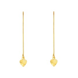 Sterling Silver Diamond Cut Heart Threader Earrings