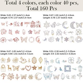 GORGECRAFT 160Pcs 4 Styles Hollow Cut Scrapbook Paper Vintage Artistic Butterflies Moon Flowers Leaves Decorative Specialty Paper Kits for Journaling Album Card Making DIY Craft Decorations Supplies