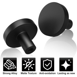 16pcs Matte Black Round Cabinet Knobs - Drawer & Dresser Pulls, Door Handles for Modern Kitchen, Bathroom & Furniture Hardware