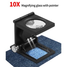 Meichoon Lupa plegable de 10 x microscopio de metal para computadora, plegable, lupa con luz LED, para lente óptica textil UC50