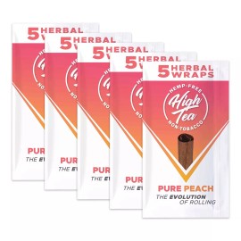 High Tea Wraps PURE PEACH Flavor 25 Natural Herbal Wraps Total (5 Pouches)