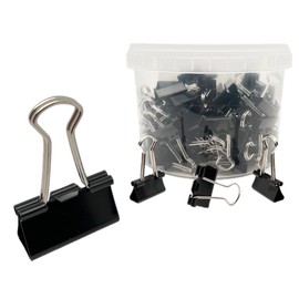 SIMGET. Foldback Clips, Pack of 100, Made in Germany, Multipurpose, Set 19 mm to 32 mm, Office Document Clips, Black, Paper Clips for Home Supplies, School, Binder Clips (19 mm), 069