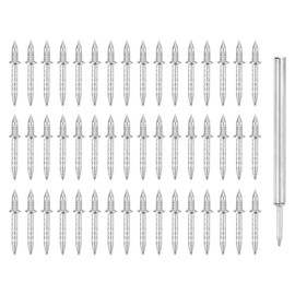 uxcell 800Pcs Double-Head Skirting Thread Seamless Nail with 8 Nail-Specific Sleeve Tool, Zinc-Plated Carbon Steel Skirting Line Thread Nails Wood Baseboard Invisible Screws Nails, Silver