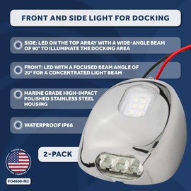 Five Oceans 2-Pack Marine LED Docking Lights, Waterproof IP66, Front & Side Lights for Pontoons, Fishing & Sport Boats, Daycruisers & Sportyachts - FO4600-M2