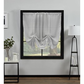 NetCurtainsUK Plain Voile Tie Blind Curtain Panels 140cm (55'') Wide x 140cm (55'') Drop (Silver), (HWTB01)