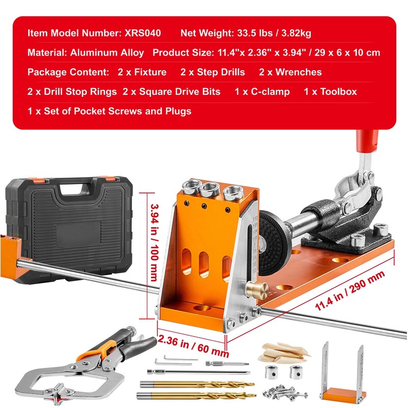 Happybuy Pocket Hole Jig Kit, 34 Pcs Pocket Hole Jig