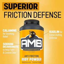 N/A Anti Monkey Butt Polvo Corporal – Antifricción y Antipicazón con Calamina, 8 oz
