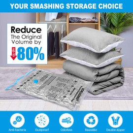 BoxLegend Vacuum Bags Pack of 6, 3 L x 80 x 60 cm + 3S x 60 x 40 cm, Vacuum Storage Bag, Travel Vacuum Reusable Clothes Bag for Clothes, Duvets, Bed Linen, Pillows, Wool Blankets