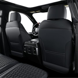 Coverado RAM 1500 Seat Covers, Faux Leather Car Seat Covers Fit for 2009-2018 Dodge RAM 1500 2500 3500 Trucks Seat Covers Automotive Seat Covers Protector for Car (Front, Black)