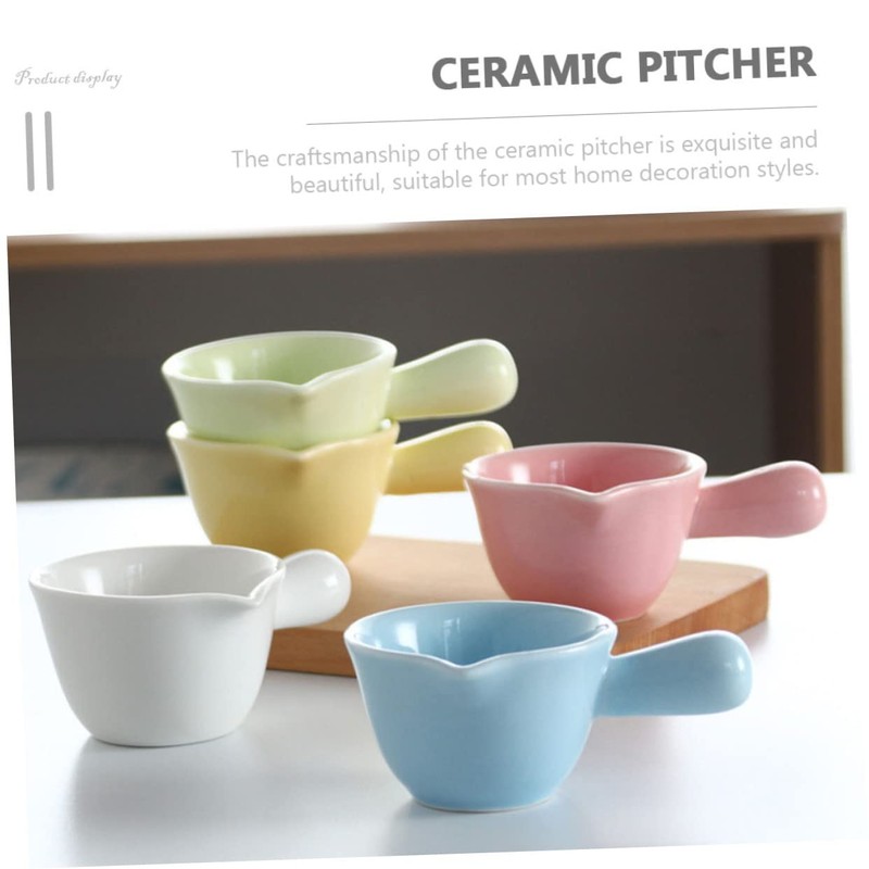 Gatuida 5pcs Ceramic Milk Pitcher Coffee and Sauce Cups with
