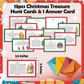 wenhihsiy Christmas Scavenger Hunt Games, Xmas Nativity Treasure Hunt Clues Cards, Winter Party Games for Family Friend Groups, Holiday Party Decorations Supplies Favors, 10