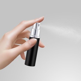 MILASONUS 5ML Perfume Travel Spray Bottle(2 PCS), Perfume Atomiser Refillable, Portable for Travel Holiday, Outdoor Activities and Business (black+silver)