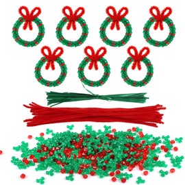 LIHAO 24 Pieces Christmas Beaded Ornament Kit, Xmas Tree Hanging Wreath Decoration Kids Party Craft