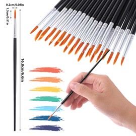 Prasacco 30 Pieces Paint Brushes Set, Kids Paint Brushes Small Paint Brushes Round Pointed Paint Brushes Set Nylon Hair Brushes Acrylic Paint Brushes for Acrylic Oil Watercolor Artist Painting