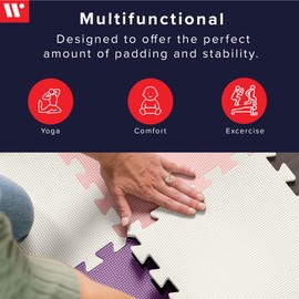 We Sell Mats 3/8" Thick Multipurpose EVA Foam Exercise Floor Mat, Interlocking Tiles, Anti-Fatigue for Home or Gym, 12 in x 12 in, 18 Tiles, Lilac Mix