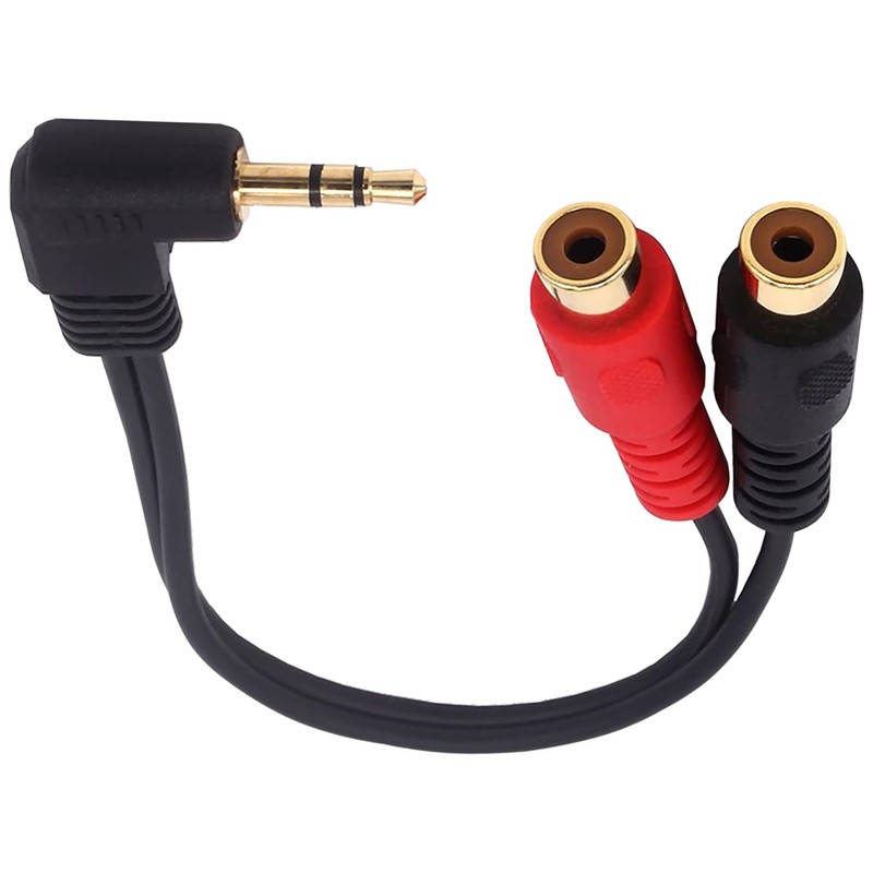tunghey 2Pack Right Angle 3.5mm to 2RCA Adapter Cable, Gold