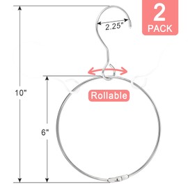 Washi Tape Storage Organizer, Washi Tape Storage Ring with Large Hook, Office Home Closet Organizer, 6 Inches Ring-2 Pack