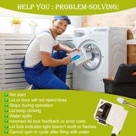 W11670519 Washer Lid Lock Assembly; Compatible with Top Load Washers MVW4505MW0 MVW5035MW1 MVW5430MW1; Upgraded Lock Switch Mechanism; Replaces AP7214714 W11368616 4981394 PS17215992