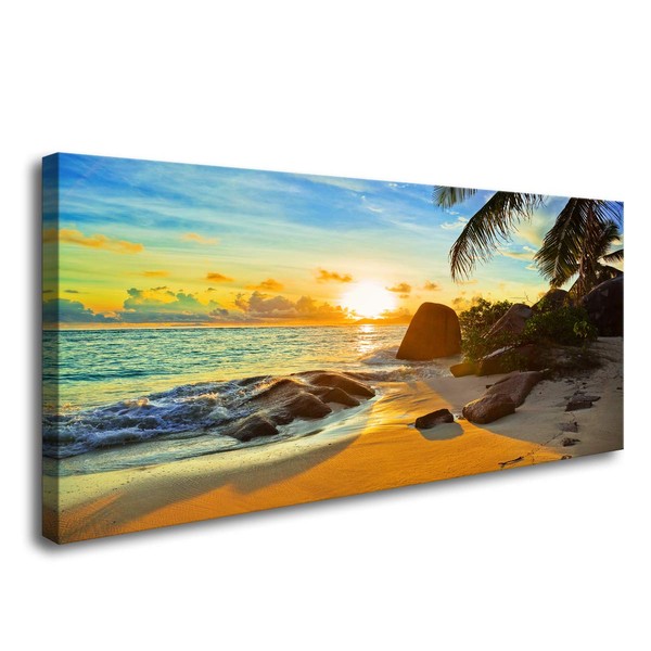FC1375 Canvas Wall Art Tropical Beach At Sunset Seascape Picture