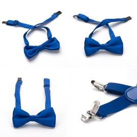 RSXING Children's Braces Bow Tie Sets - Boys Braces Bow Tie, Elastic Y Design with Strong Clips Adjustable Braces Sets for Boys, Children, Girls, Baby, royal