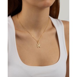 Jewelry Atelier Gold-Filled Initial Necklace for Women – Layered Initial Necklace with A-Z Pendant – 14k Gold-Filled Paperclip Chain– Cute Layered Gold Choker – Gold Jewelry for Women, Gold, No